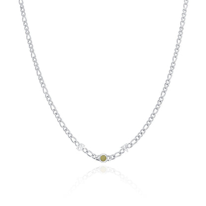 Made Mine Initials & Birthstone Necklace (Silver)
