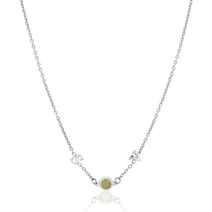 Made Mine Initials & Birthstone Necklace (Silver)