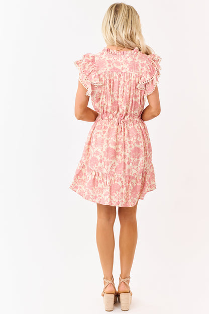 Almond and Punch Vintage Floral Print Mini Dress