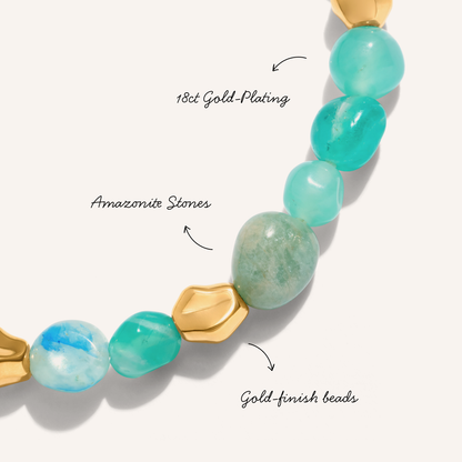 Amazonite & Gold Beaded Bracelet (Gold)