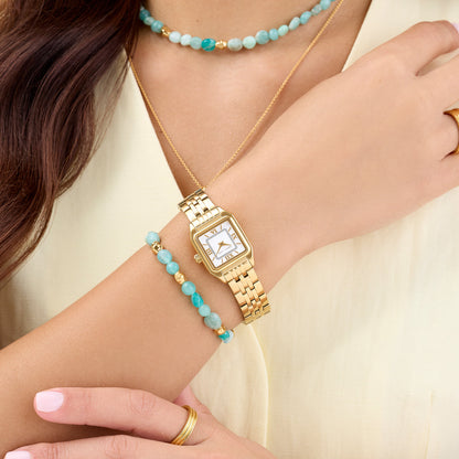 Amazonite & Gold Beaded Bracelet (Gold)