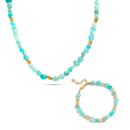 Amazonite & Gold Beaded Set (Gold)