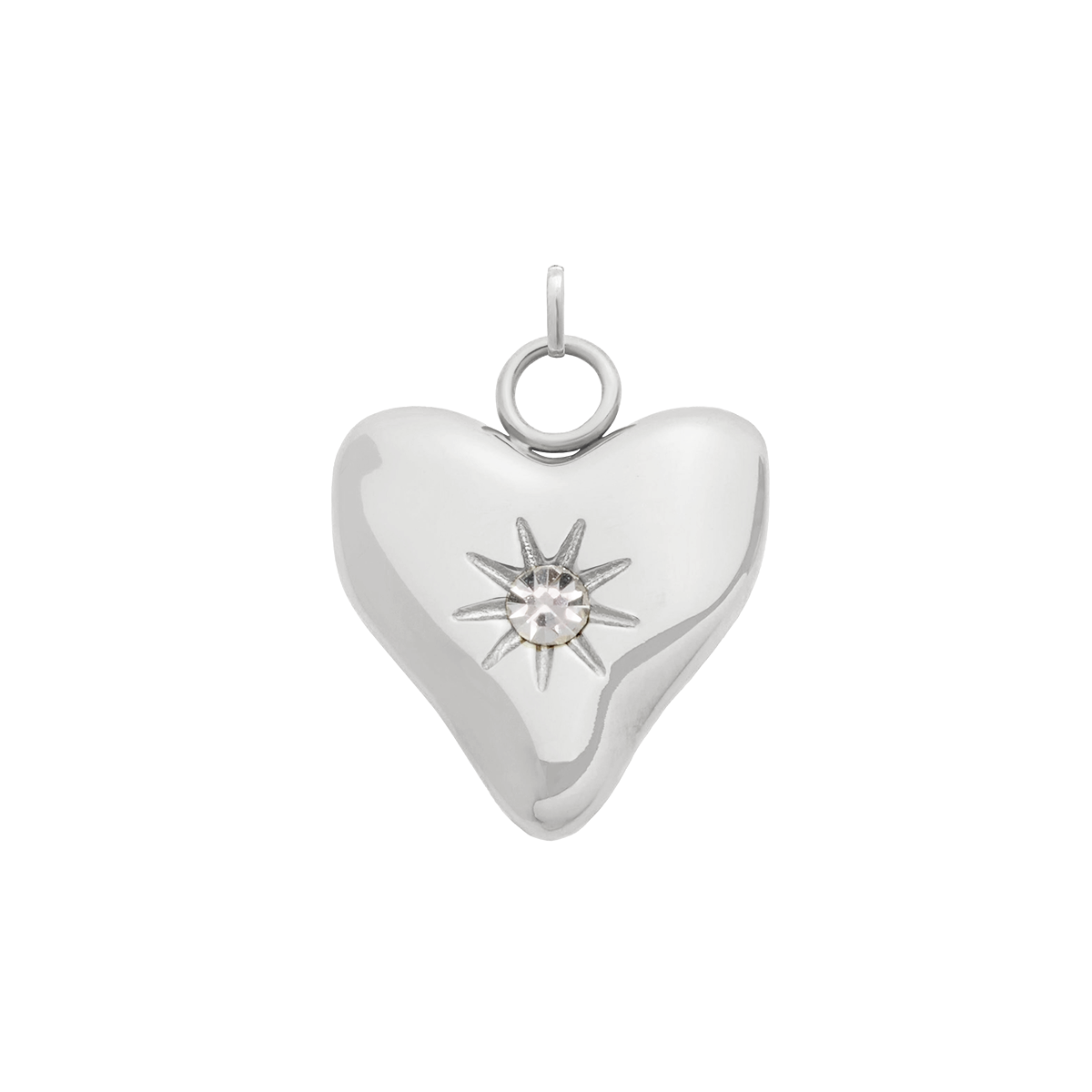 Molten Heart Birthstone Charm (Silver)