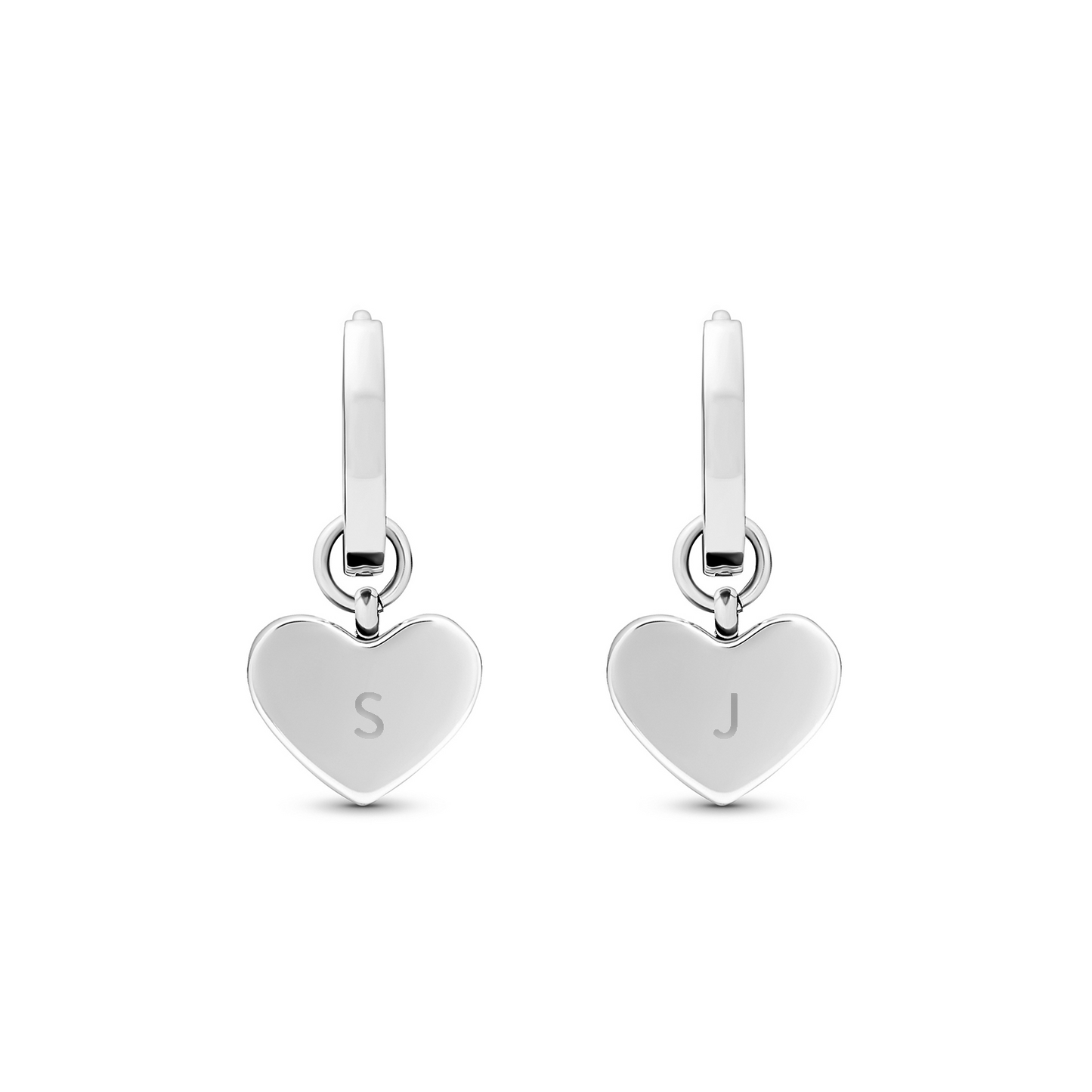 Africa Jade Heart Huggie Earrings (Silver)