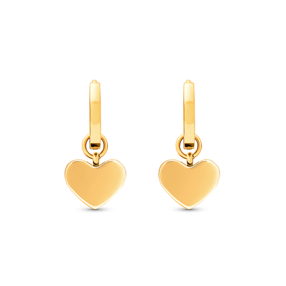 Mother of Pearl Heart Huggie Earrings (Gold)