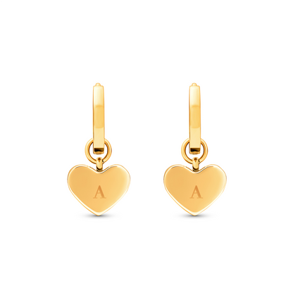 Chocolate Brown Heart Huggie Earrings (Gold)