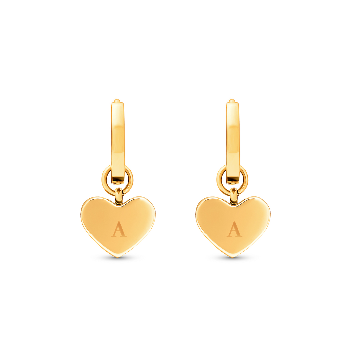 Light Blue Lace Agate Heart Huggie Earrings (Gold)