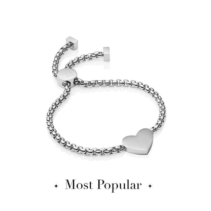 Initial Heart Bracelet (Silver)