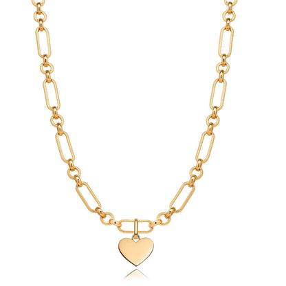 Heart Figaro Chain Necklace (Gold)