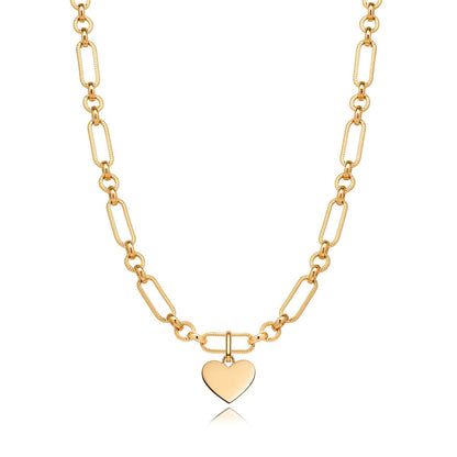 Heart Figaro Chain Necklace (Gold)