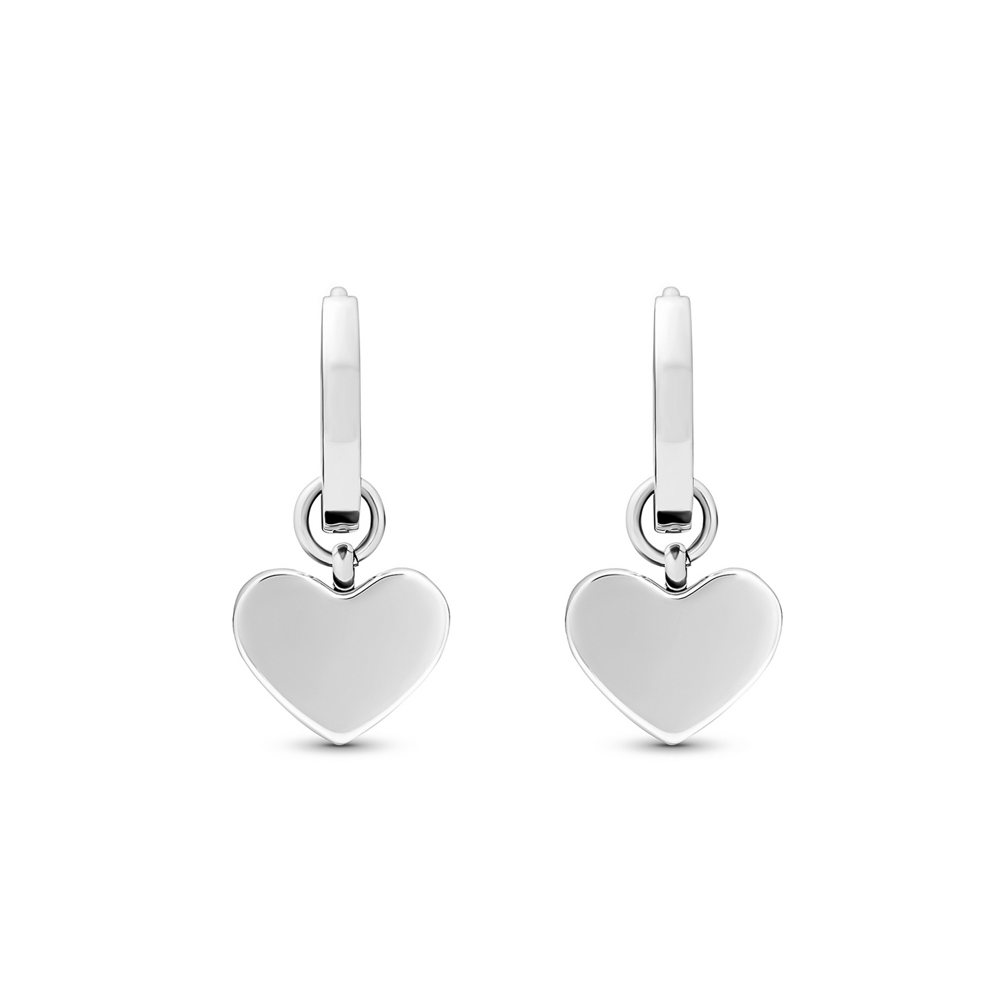 Light Blue Lace Agate Heart Huggie Earrings (Silver)