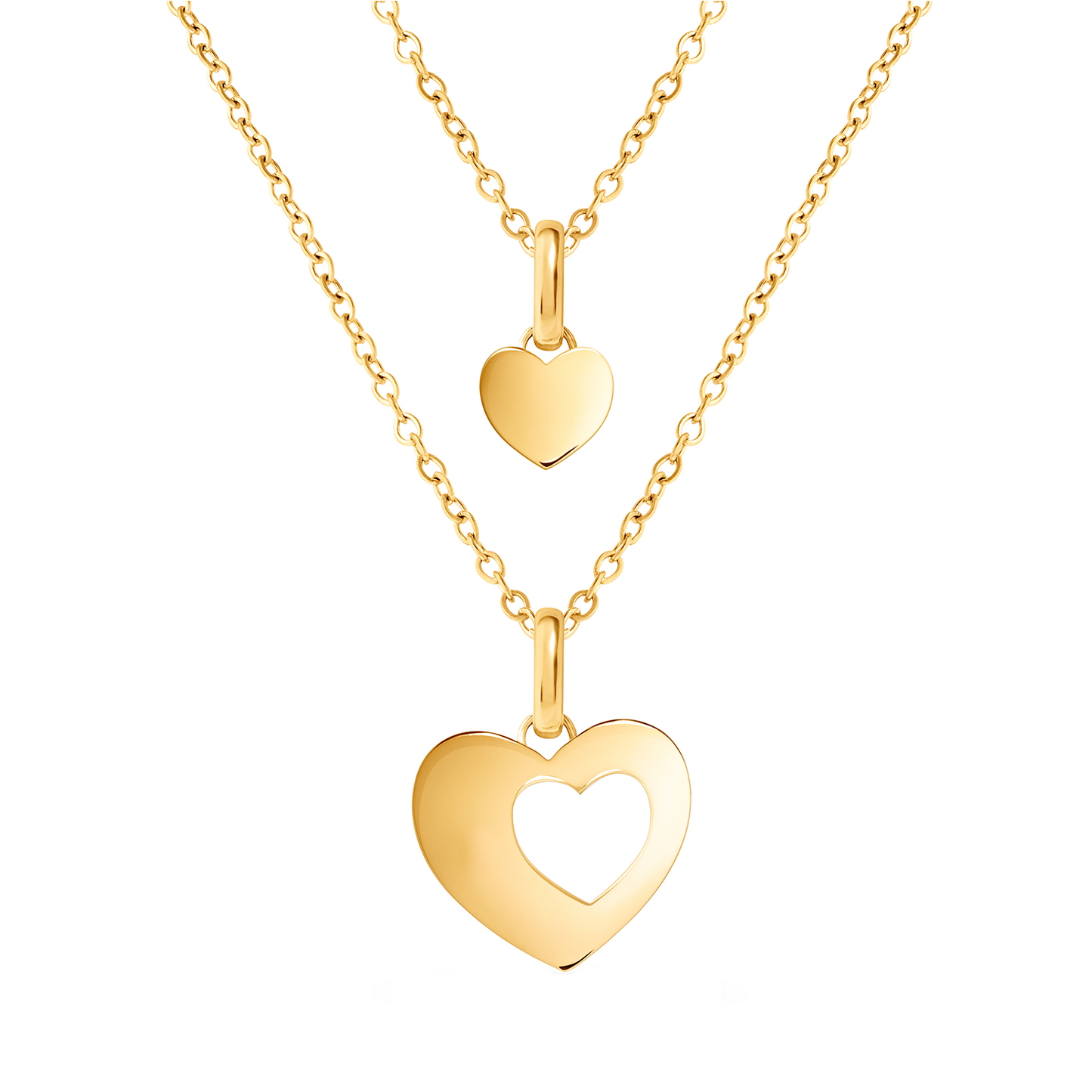 Heart 'Mini & Me' Necklace Set (Gold)