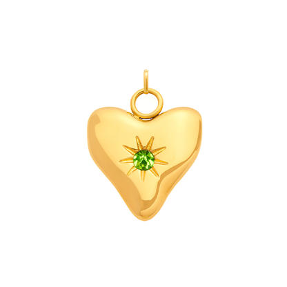 Molten Heart Birthstone Charm (Gold)