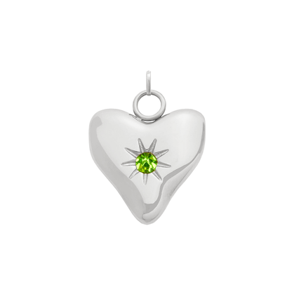 Molten Heart Birthstone Charm (Silver)
