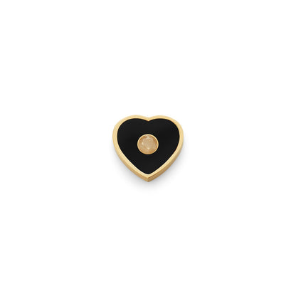 Black Enamel Heart Charms (Gold) - Birthstone