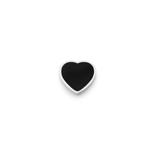 Black Enamel Heart Charms (Silver) - Plain