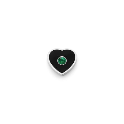 Black Enamel Heart Charms (Silver) - Birthstone