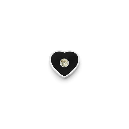 Black Enamel Heart Charms (Silver) - Birthstone