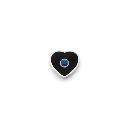 Black Enamel Heart Charms (Silver) - Birthstone