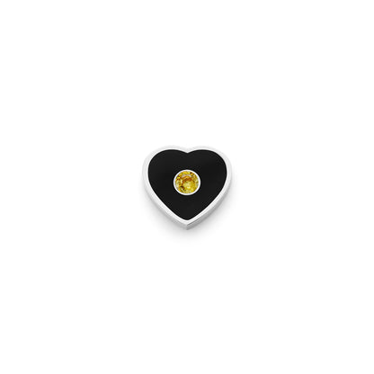 Black Enamel Heart Charms (Silver) - Birthstone