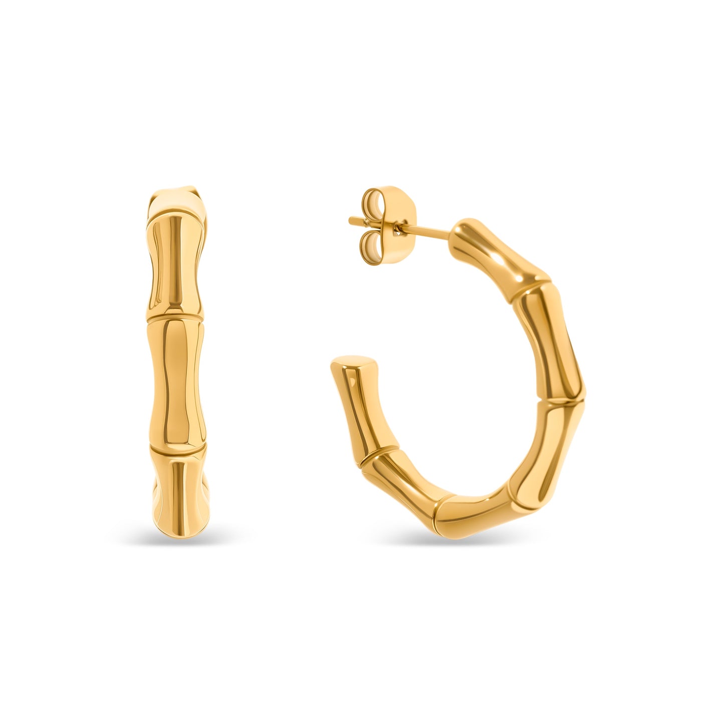 Bamboo Hoop Earrings (Gold)