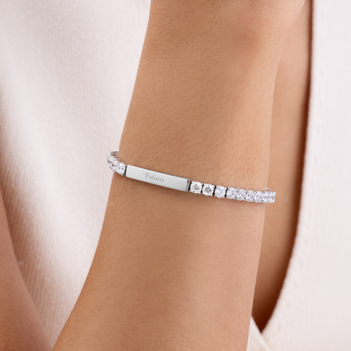 Custom Bar Tennis Bracelet (Silver)