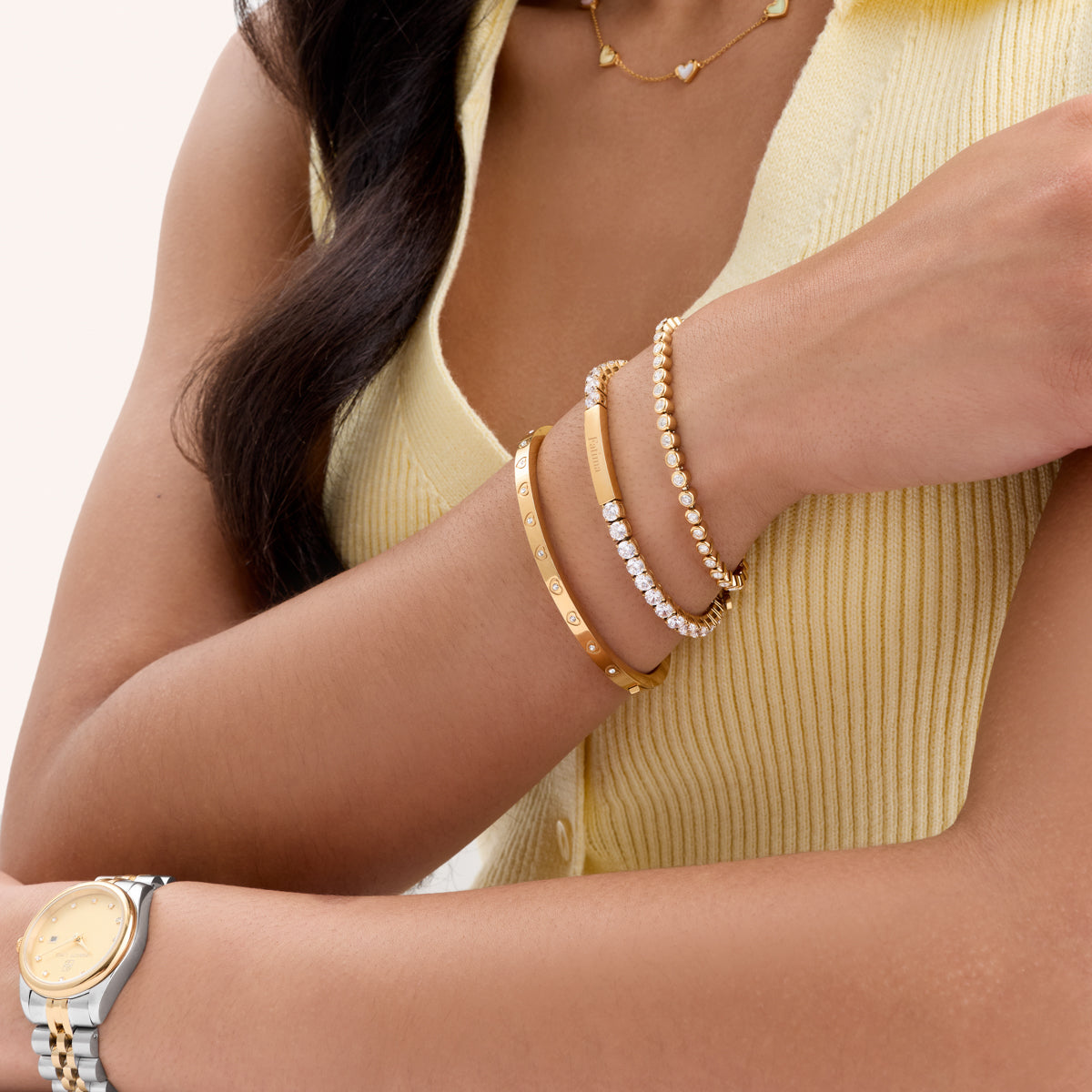 Custom Bar Tennis Bracelet (Gold)