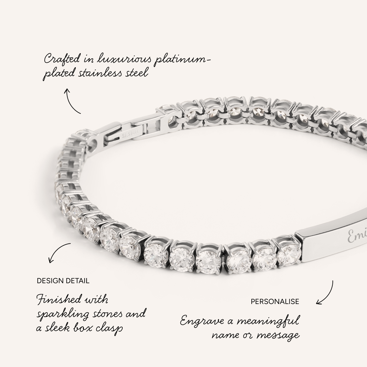 Custom Bar Tennis Bracelet (Silver)