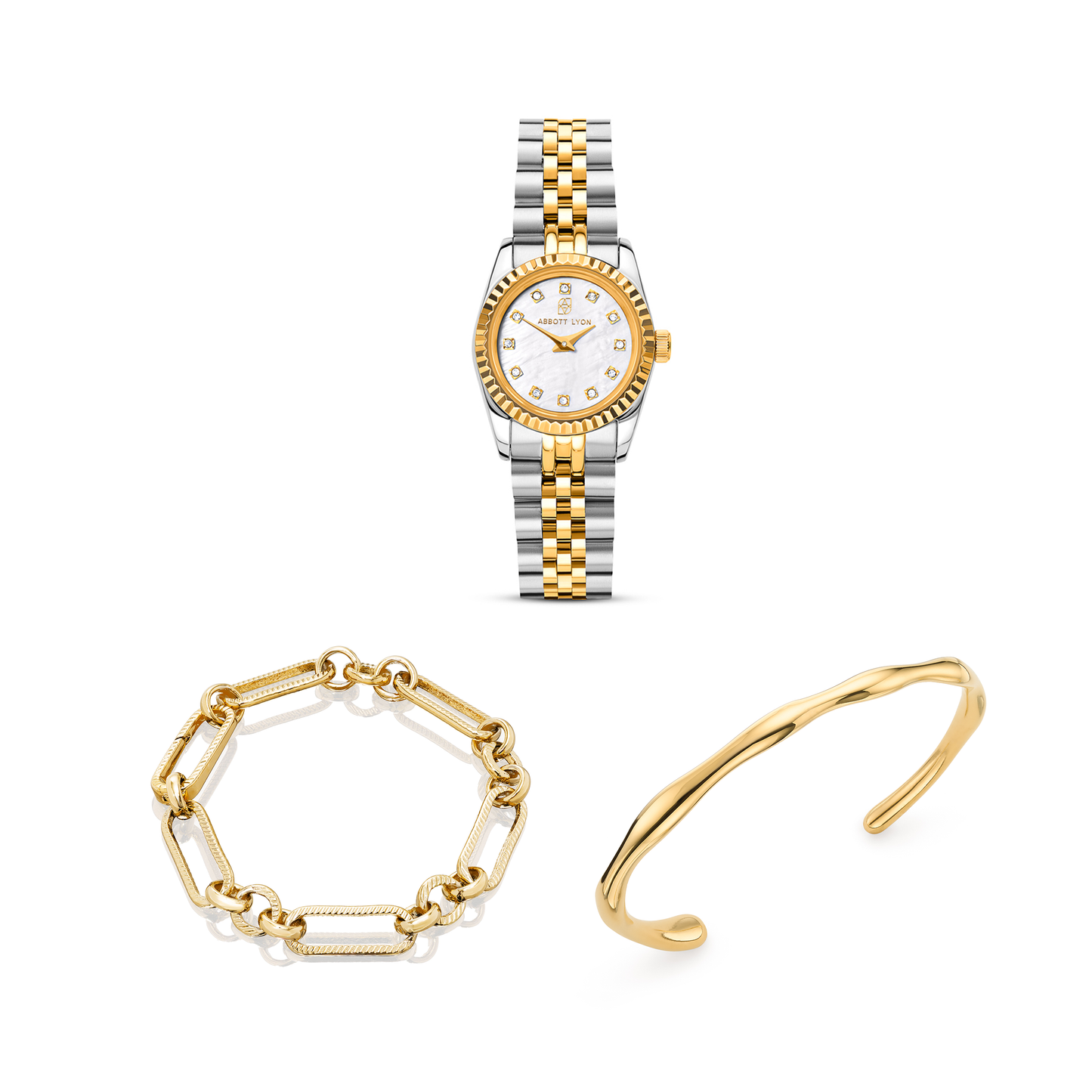 Belgravia Pearl Watch 23 & Bracelet Set (Gold)