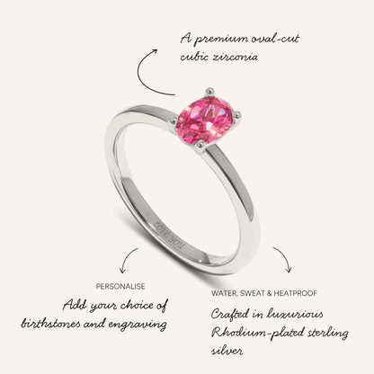 Birthstone Oval Legacy Ring 1ct (Silver)