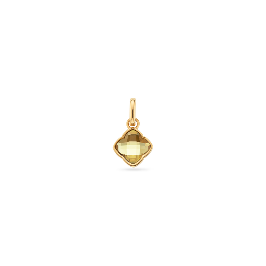 Faceted Birthstone Clover Pendant (Gold)