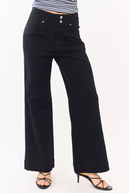 Black Stretchy Wide Leg High Rise Jeans