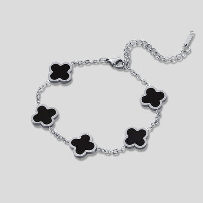 Silver Black Clover Bracelet