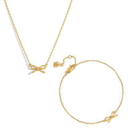 Fine Bow Jewellery Set (Gold)
