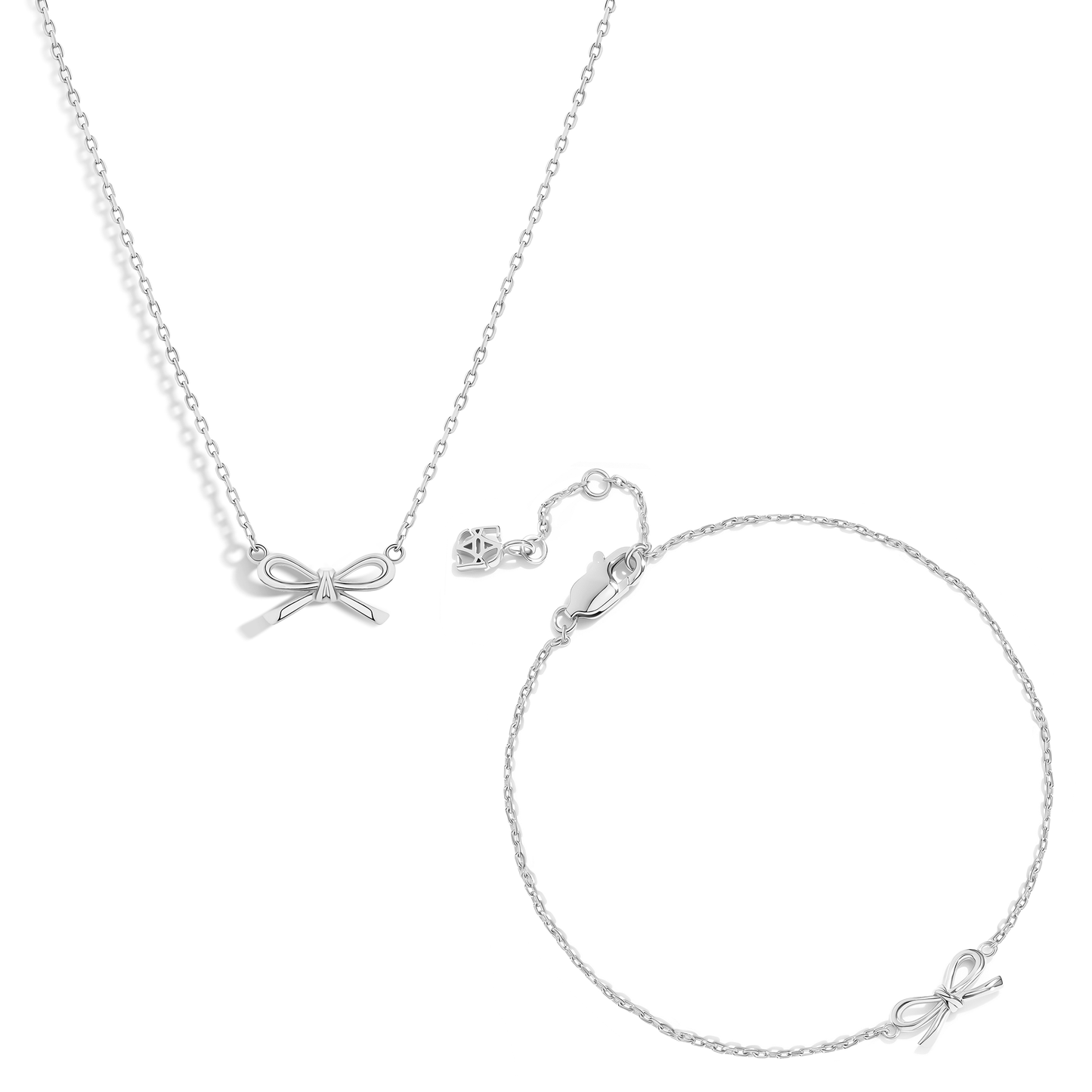 Fine Bow Jewellery Set (Silver)