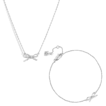 Fine Bow Jewellery Set (Silver)