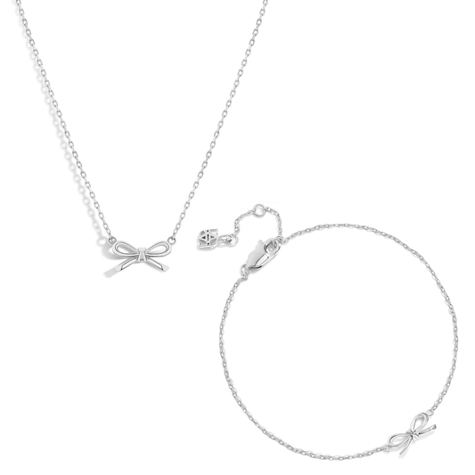 Fine Bow Jewellery Set (Silver)