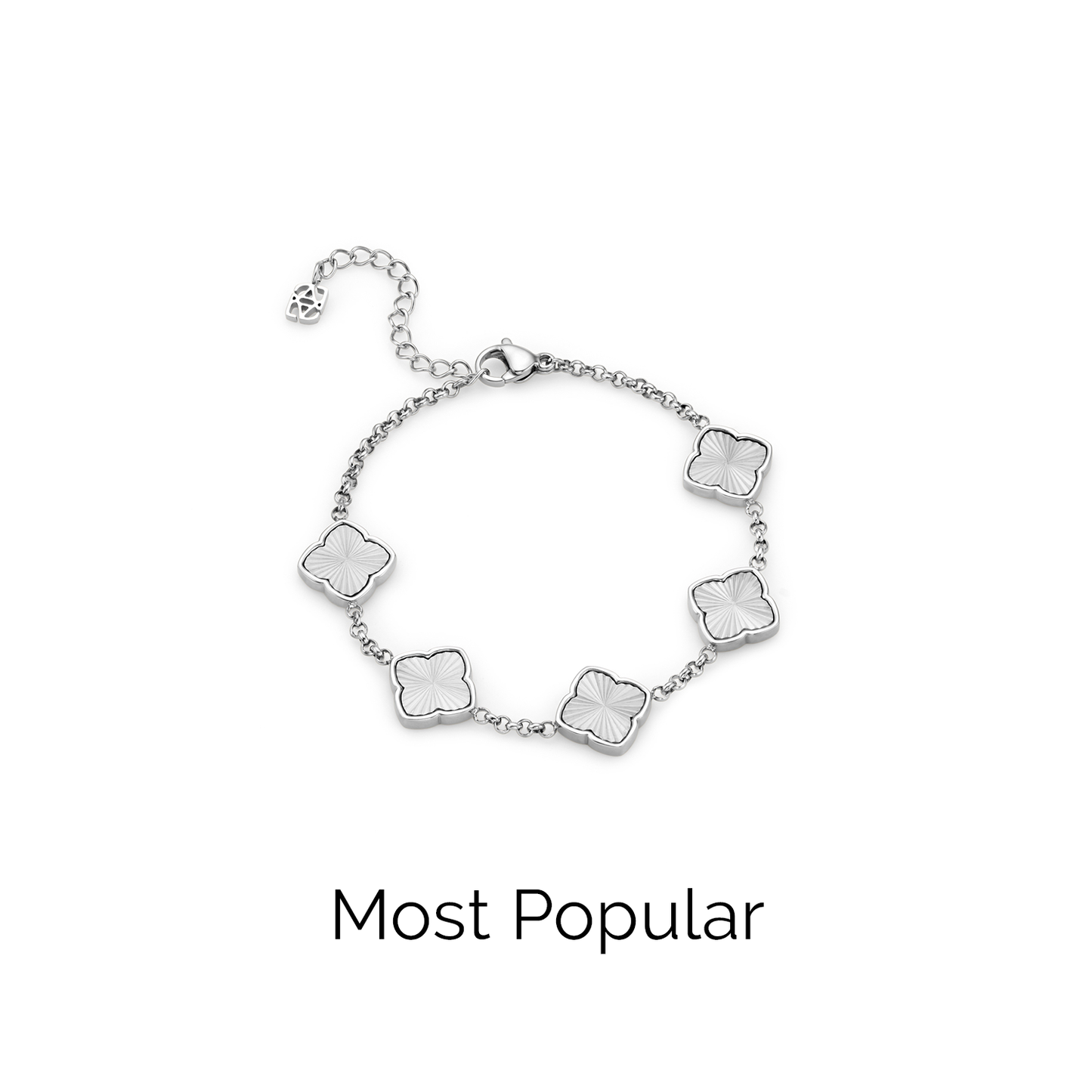 Faceted Birthstone Clover Pendant (Silver)