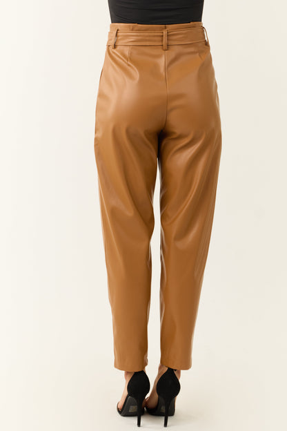 Brown Sugar Faux Leather Straight Leg Pants