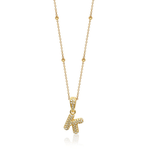 Bubble Initial Sphere Necklace - Gold