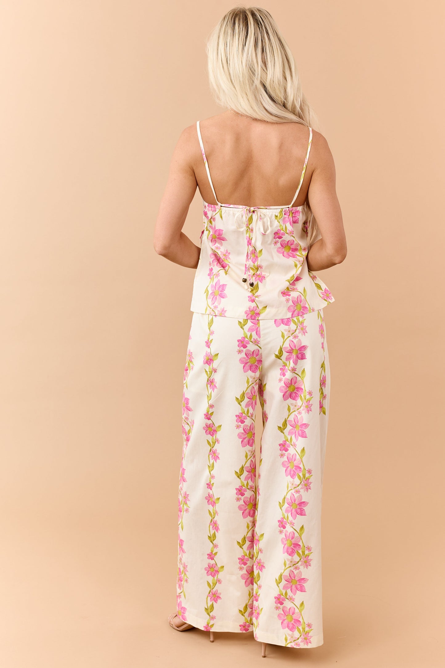 Buttercream Cotton Floral Tank Top and Pants Set