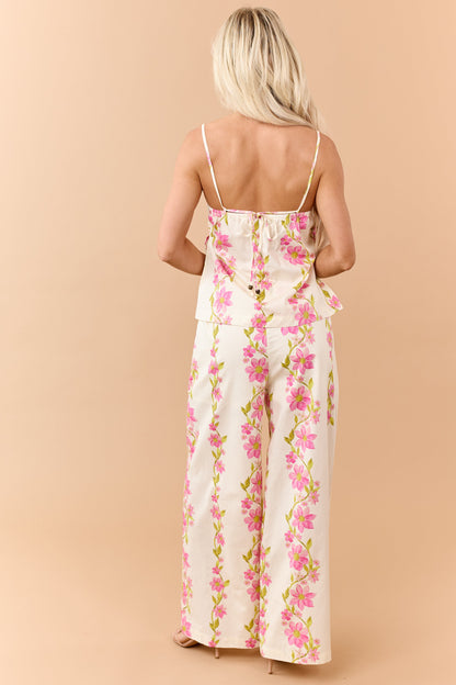 Buttercream Cotton Floral Tank Top and Pants Set