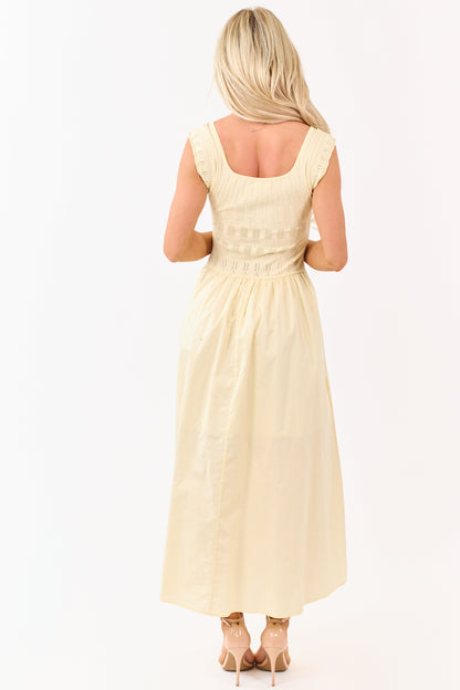 Buttercream Pointelle Knit Cotton Skirt Midi Dress