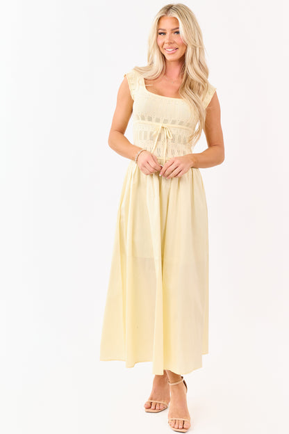 Buttercream Pointelle Knit Cotton Skirt Midi Dress