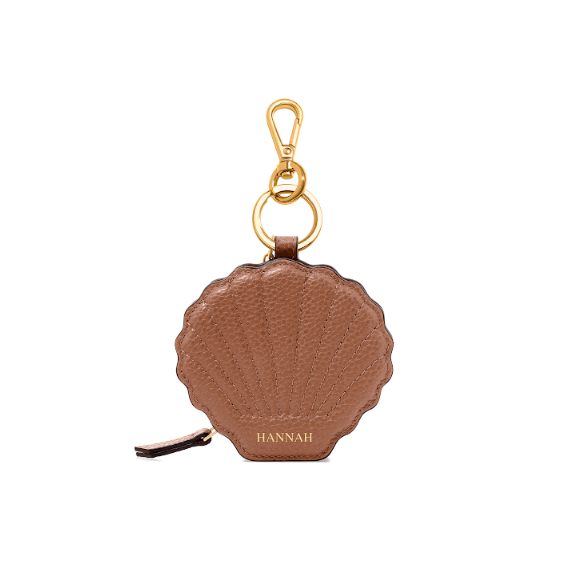 Leather Shell Pouch Keyring (Tan)