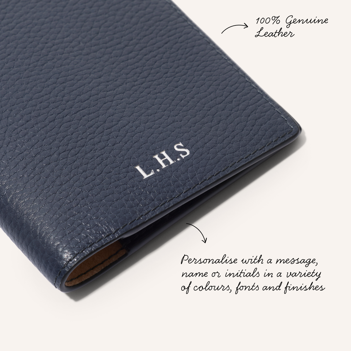 Leather Passport Holder (Navy)