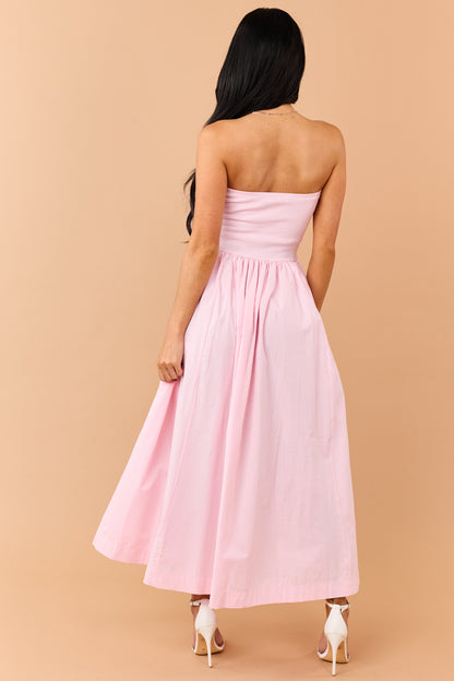 Carnation Strapless Knit Contrast Cotton Maxi Dress
