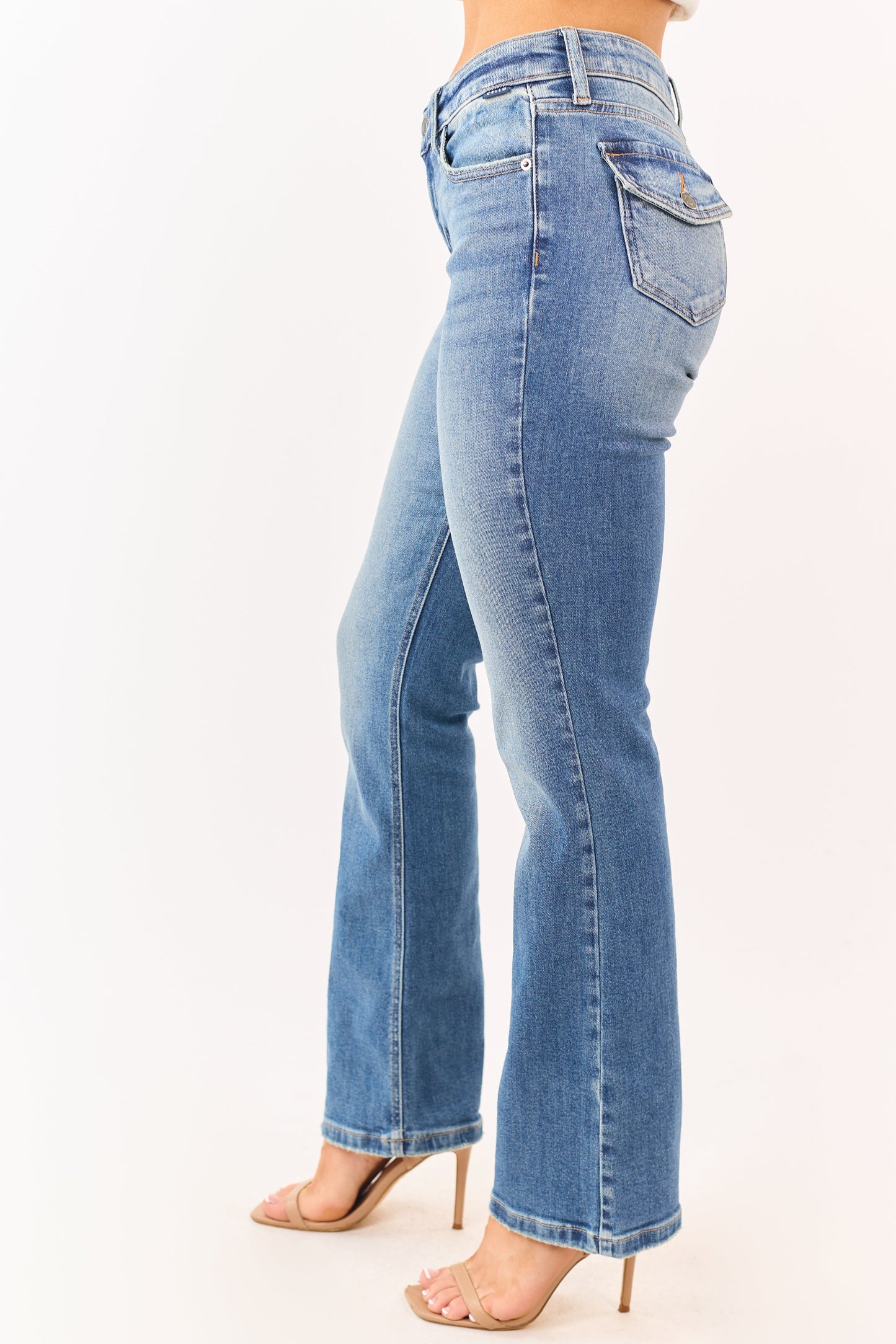 Cello Medium Wash Stretchy Bootcut Jeans