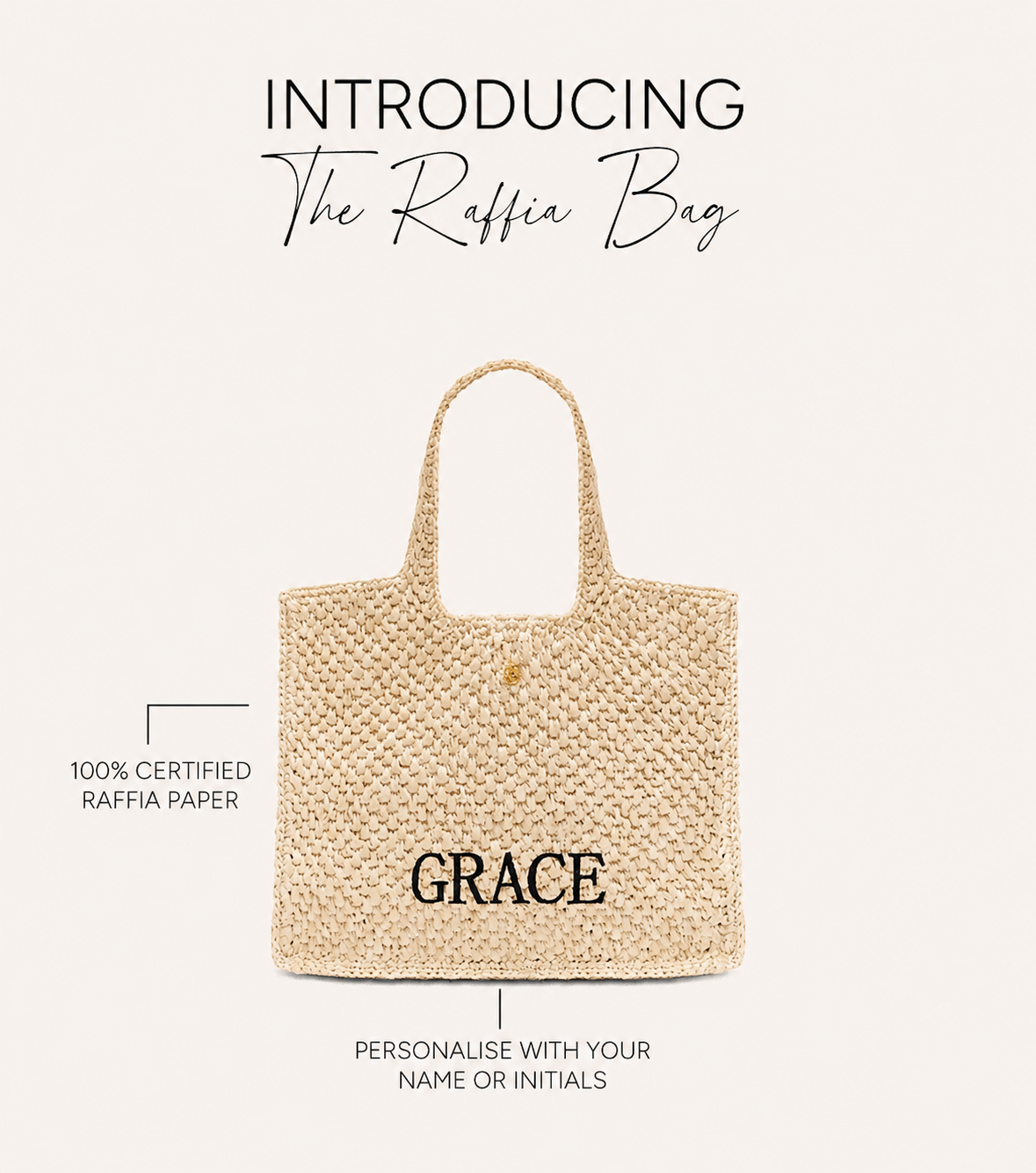 Personalised Raffia Bag