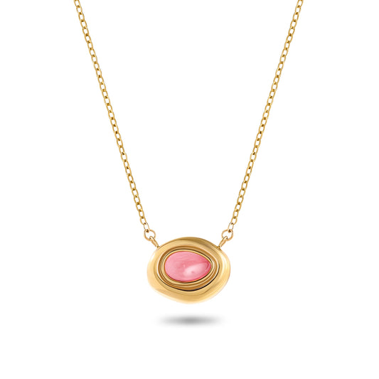 Pink Quartz Molten Necklace (Gold)
